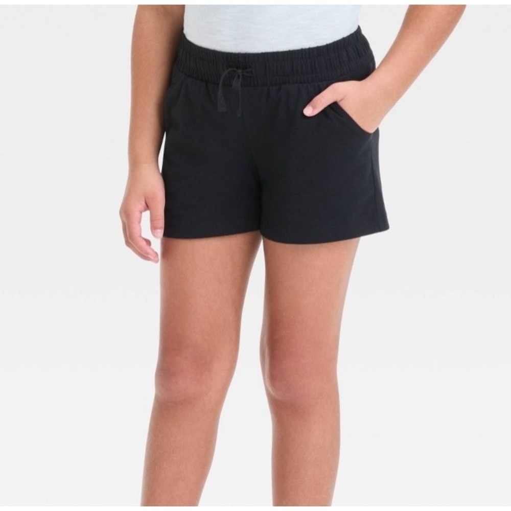 Cat & Jack Girls Size XL 14 Knit Midi Pull-On Shorts Drawstring Black
